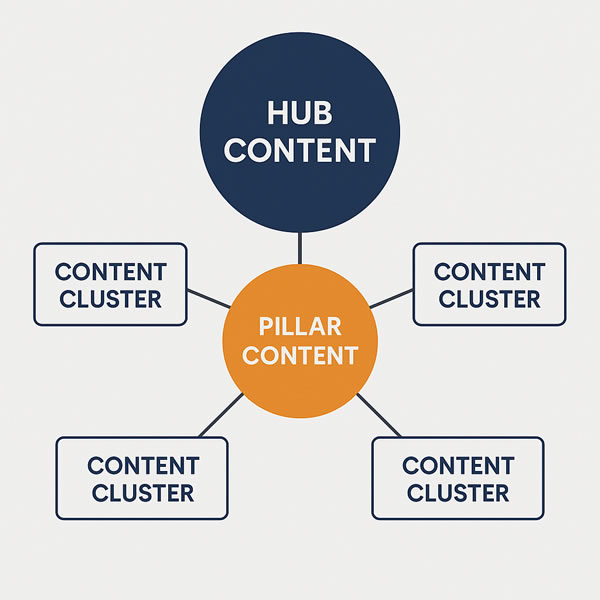 Relação Entre Hub Content, Content Clusters e Pillar Content